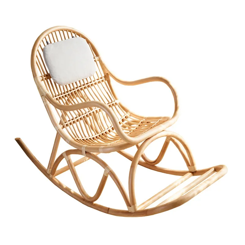 

Nordic rattan home leisure balcony rocking chair, adult outdoor lazy lying chair designer