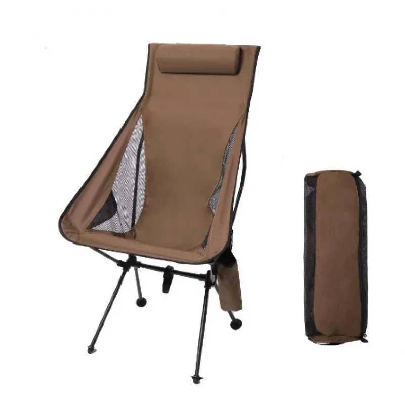 Silla Plegable Ligera para Turistas con Reposacabezas, Estructura Portátil de Aleación de Aluminio, Ideal para Pesca al Aire Libre, Jardín y Relajación
