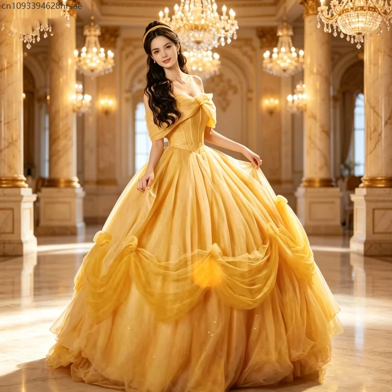 Erwachsenen-Prinzessinnen-Ballkleid, schulterfrei, bauschiges Tüllkleid, Cosplay-Outfit, Maskerade, Karneval, Hochzeit, Abendparty, Ballkostüm