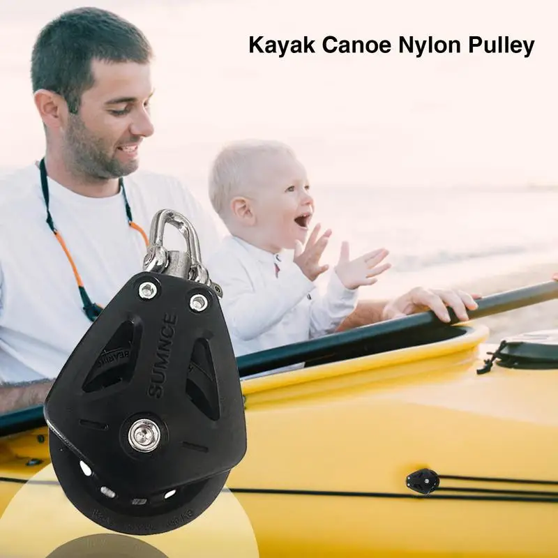 Pulley Wheel Heavy Duty Nylon Pulley For Canoe Universal Head Accessory For Kayak Canoe Sailboats Yacht Slide Rail Anchor Trolle