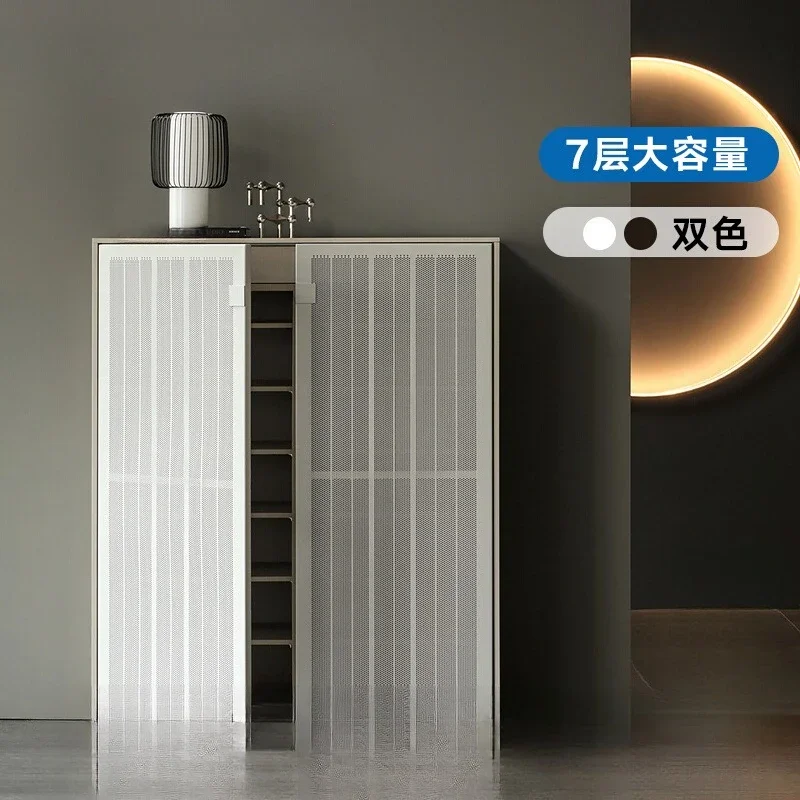 Italian simplicity, double door large capacity multi-layer wrought iron entrance shoe cabinet