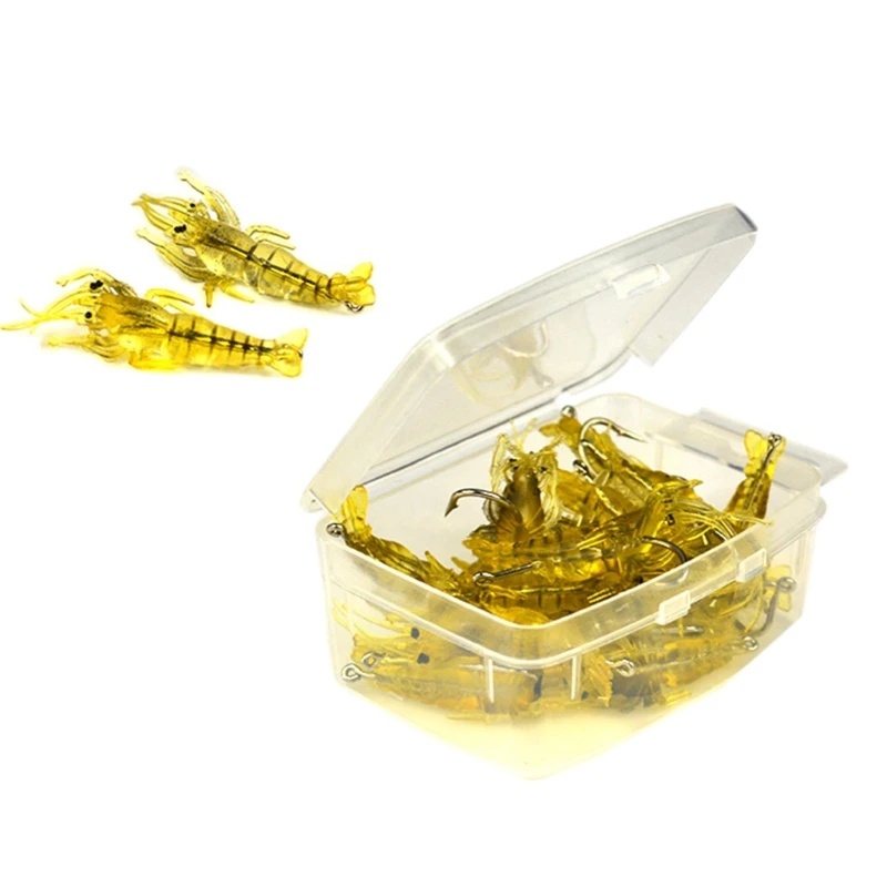 10Pcs Shrimp Baits Hook Soft Shrimp Fishing Lures Soft Baits Soft Prawn Fishing Lures Simulation Soft Prawn Lures Shrimp