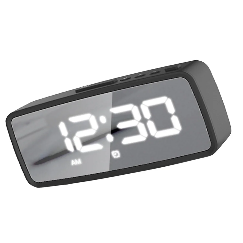 

1Set Electronic Alarm Clock LED Mirror Surface Compact Digital Display Bedroom Desktop Home Multifunctional Silent Decorative