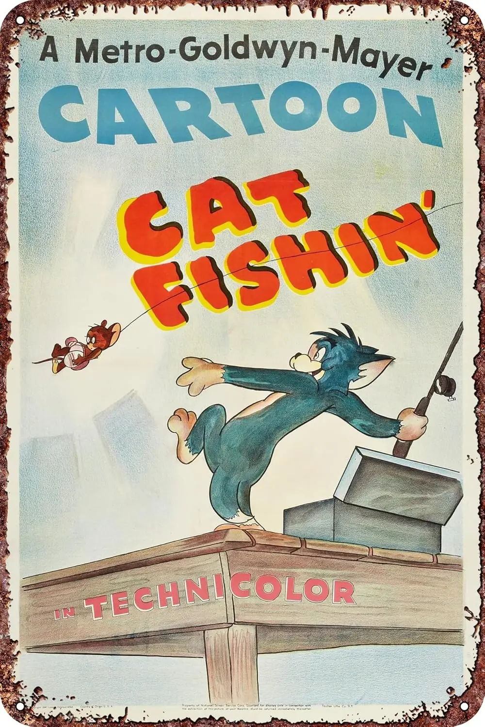 Cat Fishin; Lustiges Retro-Blechschild, Poster, Bar, Restaurant, Café, Wanddekoration, Heimdekoration, Kunstposter, Retro