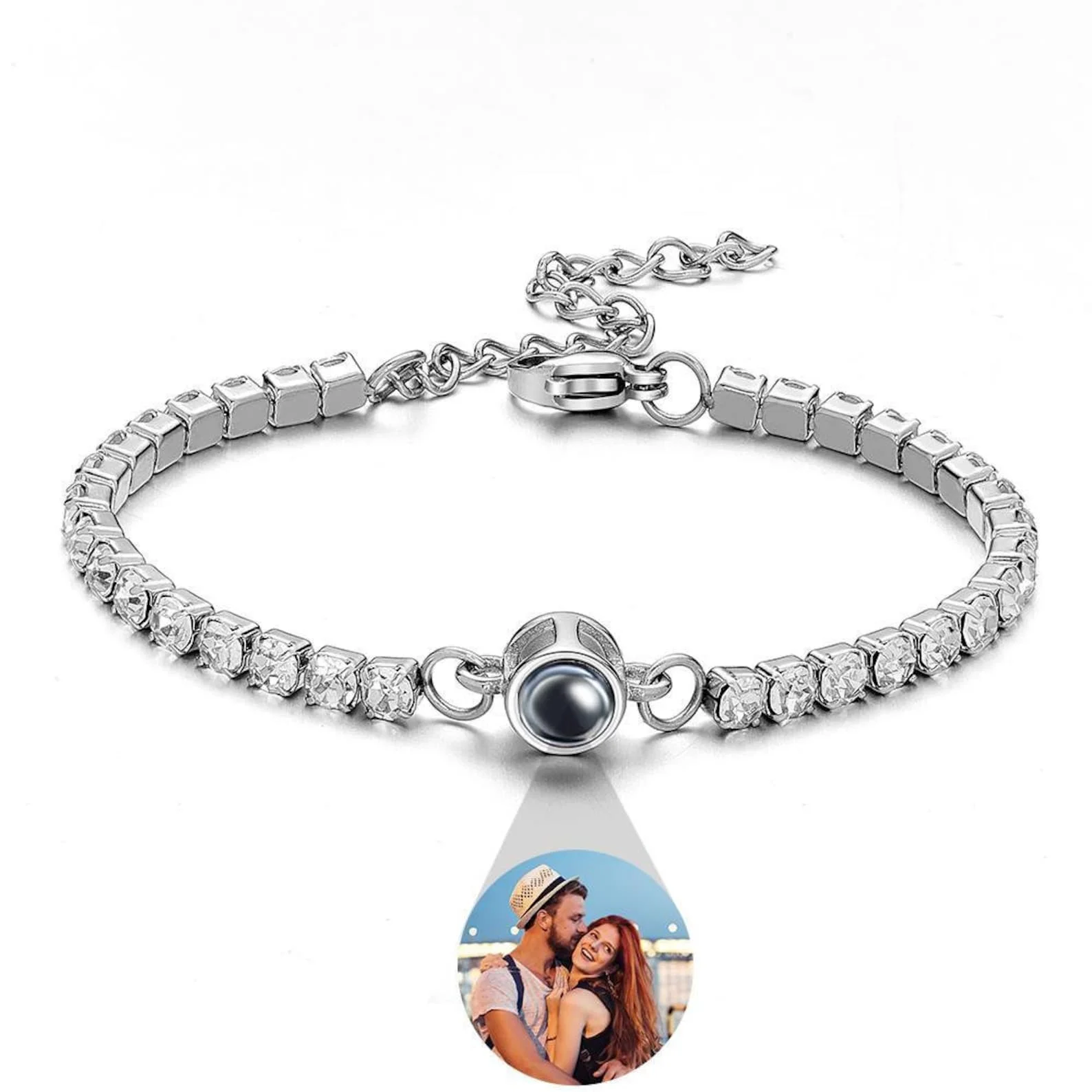 Photo Projection Tennis Chain Bracelet Custom Bracelet Personalized Photo Bracelet Memorial Christmas Day Gift for Her Jewelry