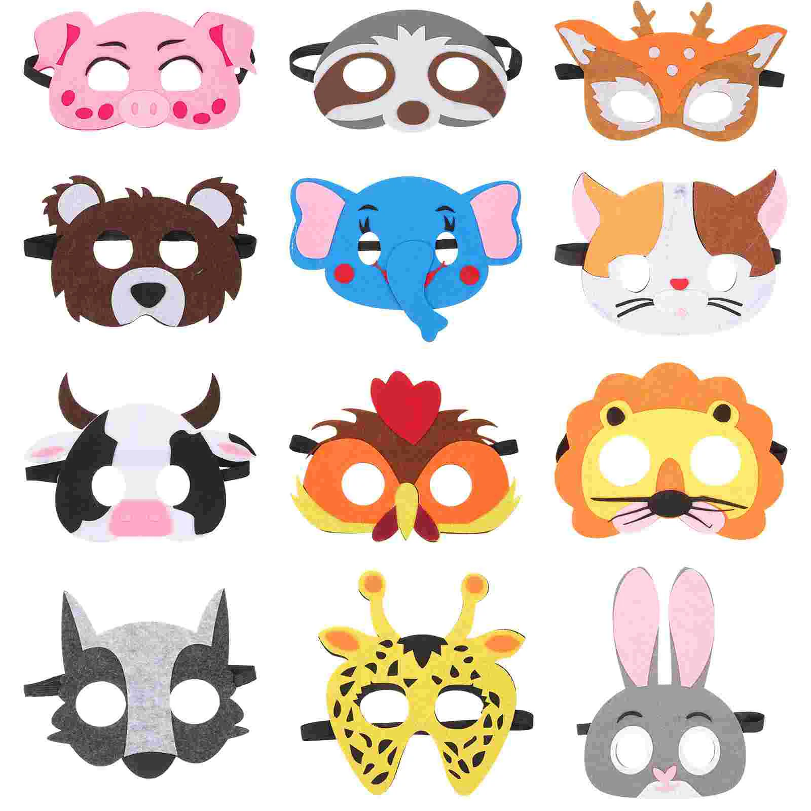 

12 Pcs Props Children's Day Mask Set Masquerade Animal Cosplay Costume Felt Party