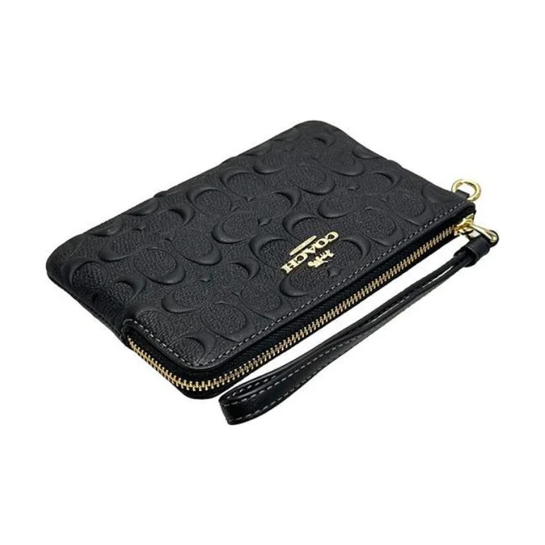 COACH Corner Zip Calfskin Wallet Wrist Bag Clutch Women's Black CF358-IMBLK view 2
