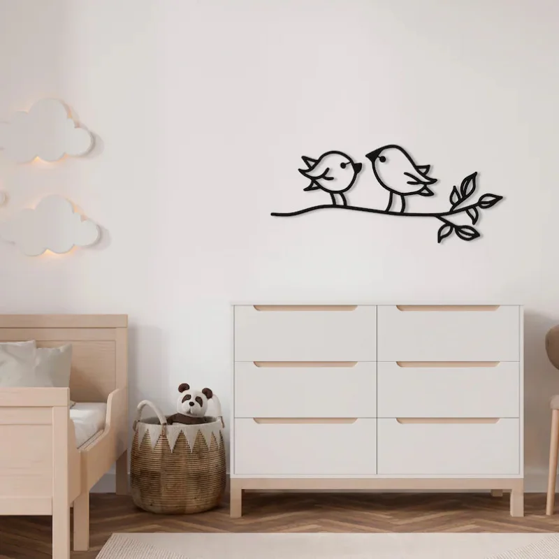 Wall Sculpture 1Pieces Metal bird perching on a branch wall decoration 1pc