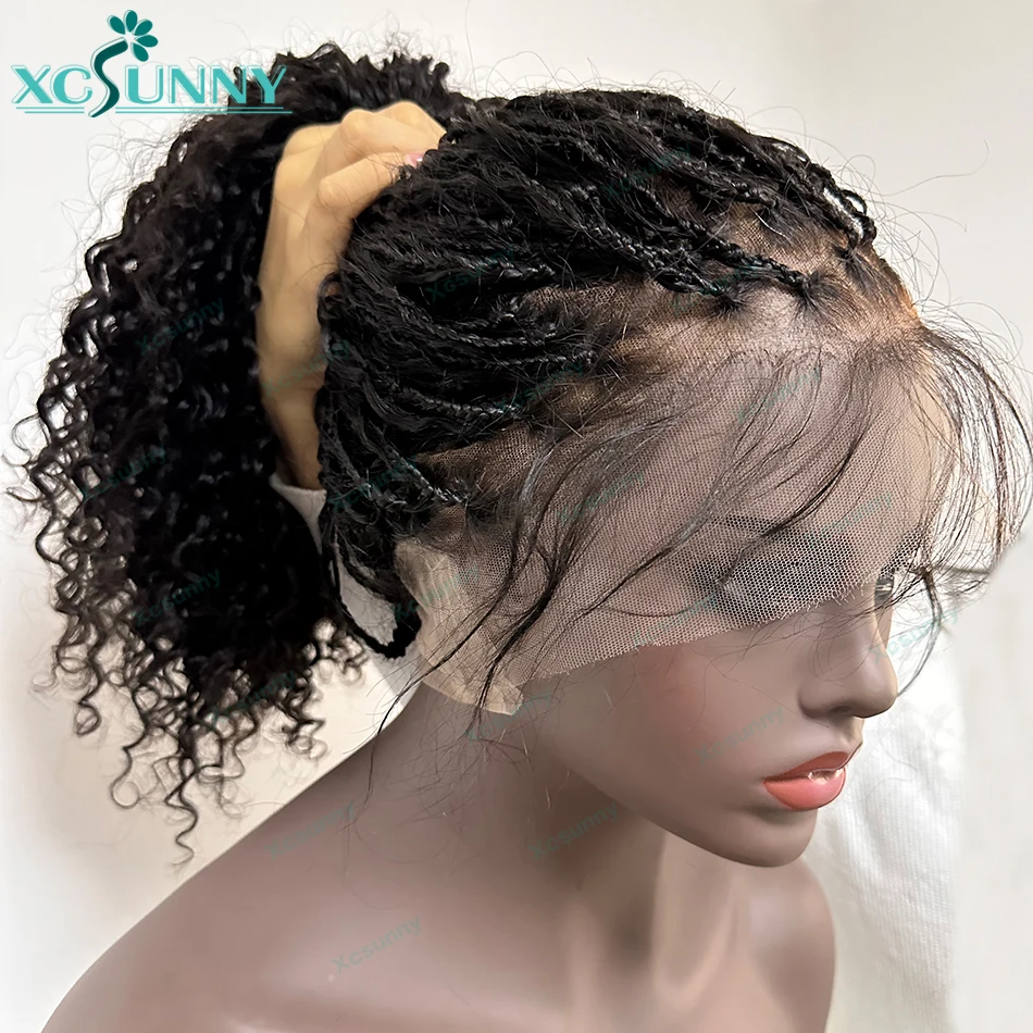 Boho Box Braids Wig HD Full Lace Braided Wig Human Hair Knotless For Black Women High Density Pre Pluched With Baby Hair