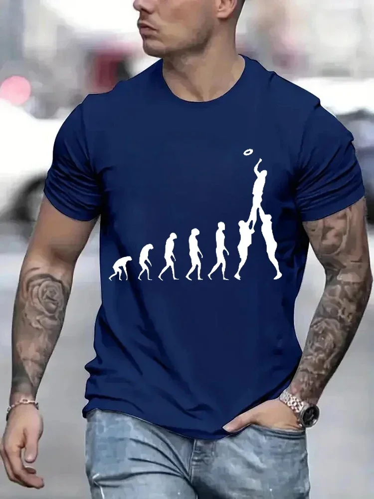 Rugby Evolution Novità Divertente T-shirt Maschile Nero Top Tee Hipster T-shirt oversize da uomo Felpa Tees Moda Harajuku T-shirt