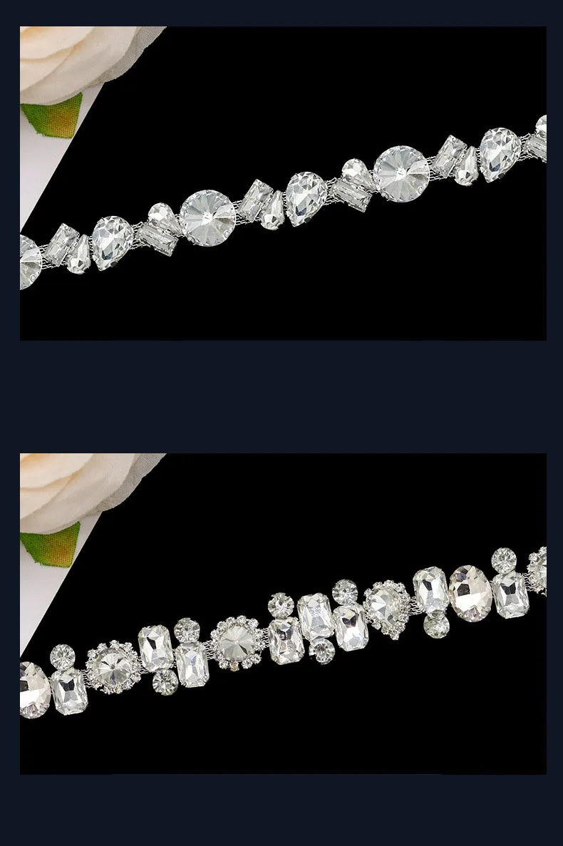 10 Meter Strass-Kette Kristall-Diamant-Zubehör DIY-Handwerk Hochzeitsdekoration Geschenk Unregelmäßiges Silbernes Strass-Band – Detail 4