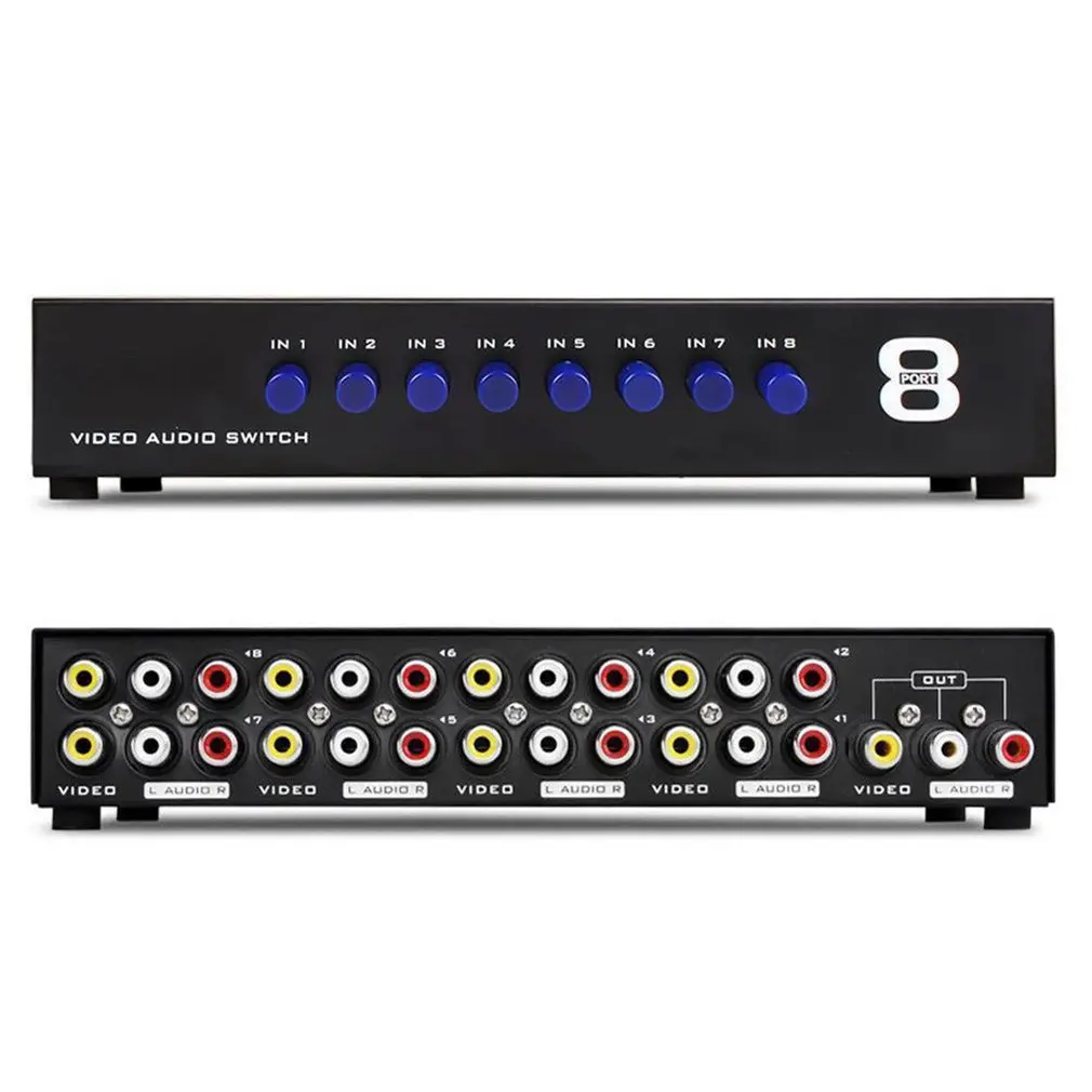 AV Switch Box Composite Selector 8 Port RCA Audio Video 8 In 1 Out To TV Swithcer Adapter for DVD HDTV Converter Dropshipping