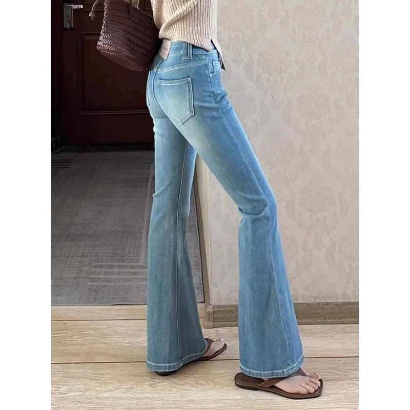 Jeans Women's High-waisted Slimming Petite Bell-bottom Pants 2024 New Style Elasticity Boosts Slimmer Shape For Everyday Wear