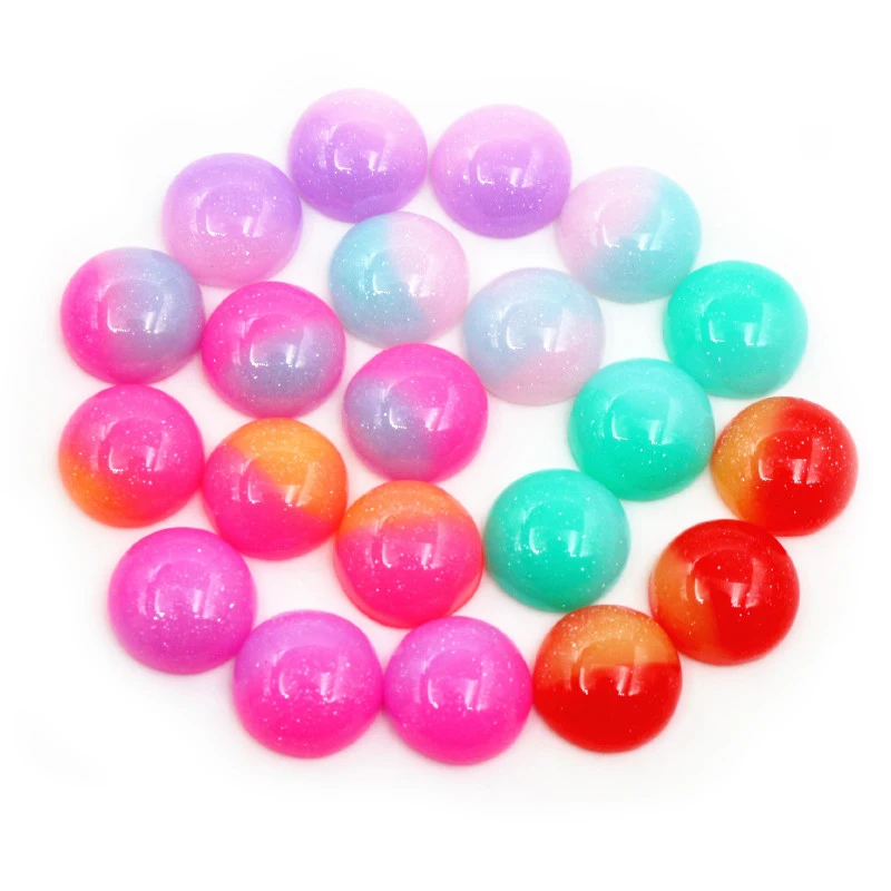 New Fashion 40pcs 12mm Mix Colorful Candy Color Crystal jelly series Flat back Resin Cabochons Cameo