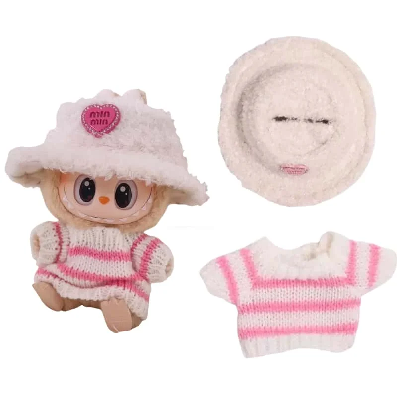 

Doll clothes for Labubu Outfit V1 V2 V3 17cm Dolls Sitting Accessories Glasses Clothing Designer Kids Gift Sweater Hat Bag Set