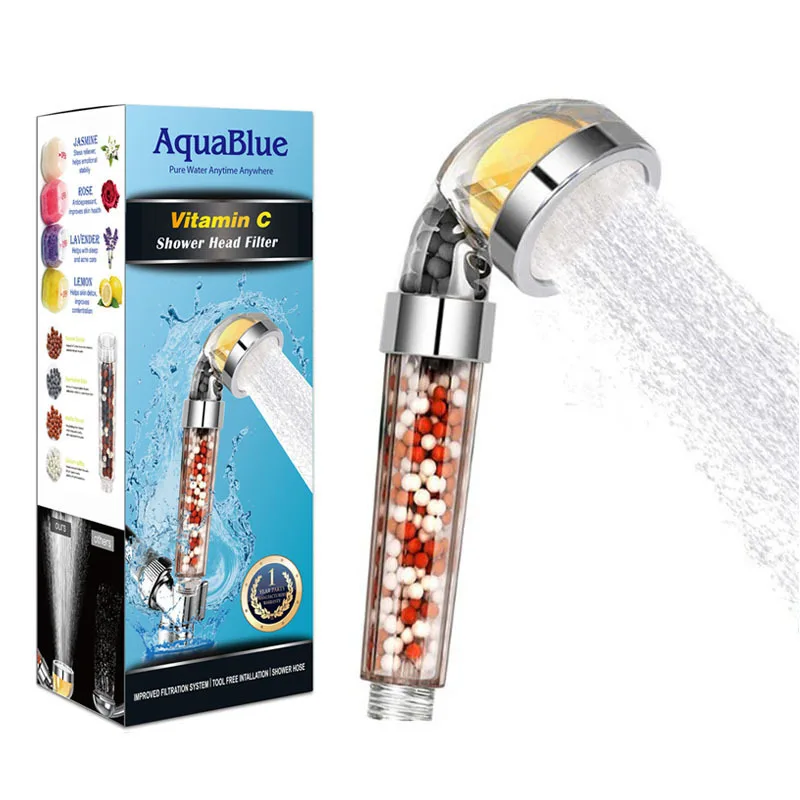Lemon Aroma Filter Shower Head  SPA Massage Shower Nozzle, Maifan Stone Negative Ion Pressurized Shower Head