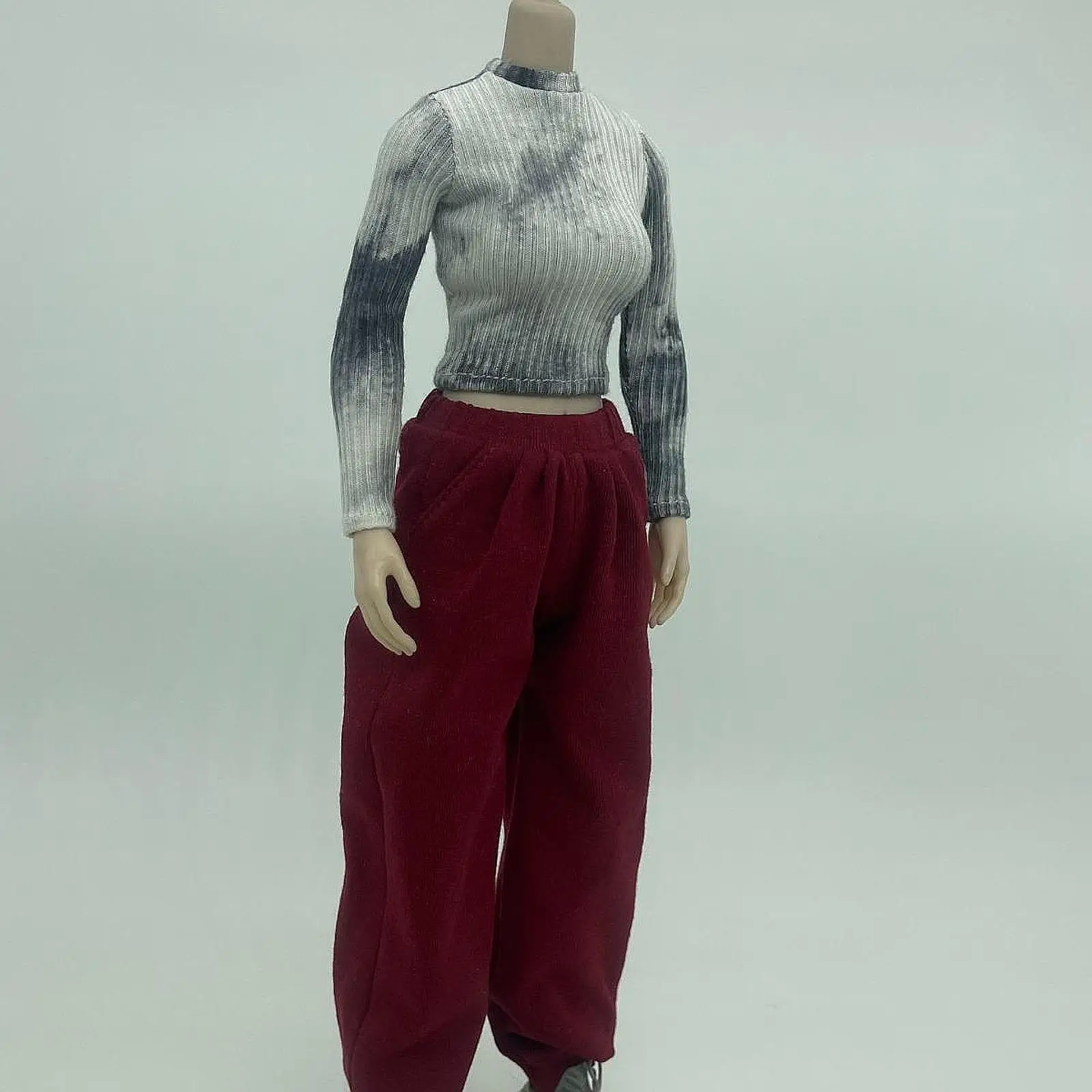 Female Doll Clothing 1/6 Scale Female Figure Clothes Set Top Pants Handmade Cloth Outfit to Wear suitable for 12 inch action