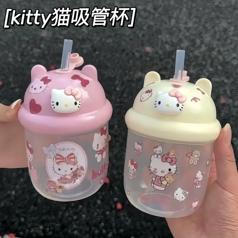 Sanrio Hello Kitty Is Cute and Carries A Bear Ear Cup for Outdoor Camping. Students and Children Suck Plastic Cups. - view 4
