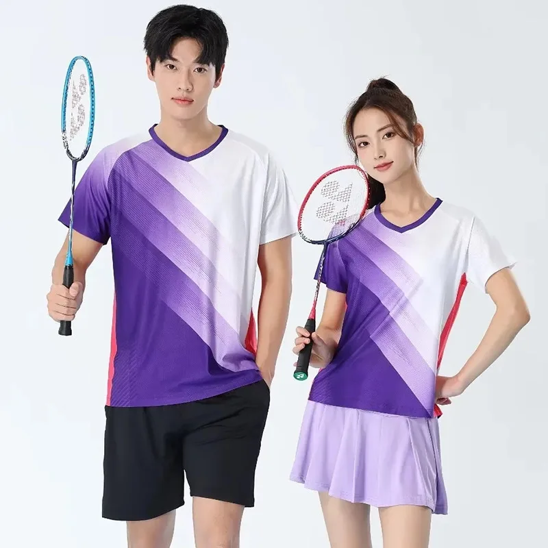 Men Badminton T-shirts Quick Dry Table Tennis Jerseys Mesh Breathable Training Sports Tees Polyester Women Tennis Short Sleeve - view 5