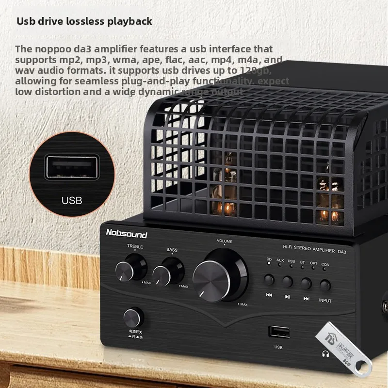 Nobsound2027-DA3 Bluetooth Gallbladder Machine Power Amplifier Electronic Tube hifi Fever Grade Gallbladder Machine Audio