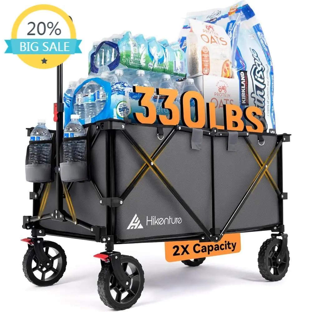 

Extra-Capacity Collapsible Utility Wagon - 330 lbs Load, All-Terrain Wheels, Ideal for Beach, Garden, and Outdoor Use