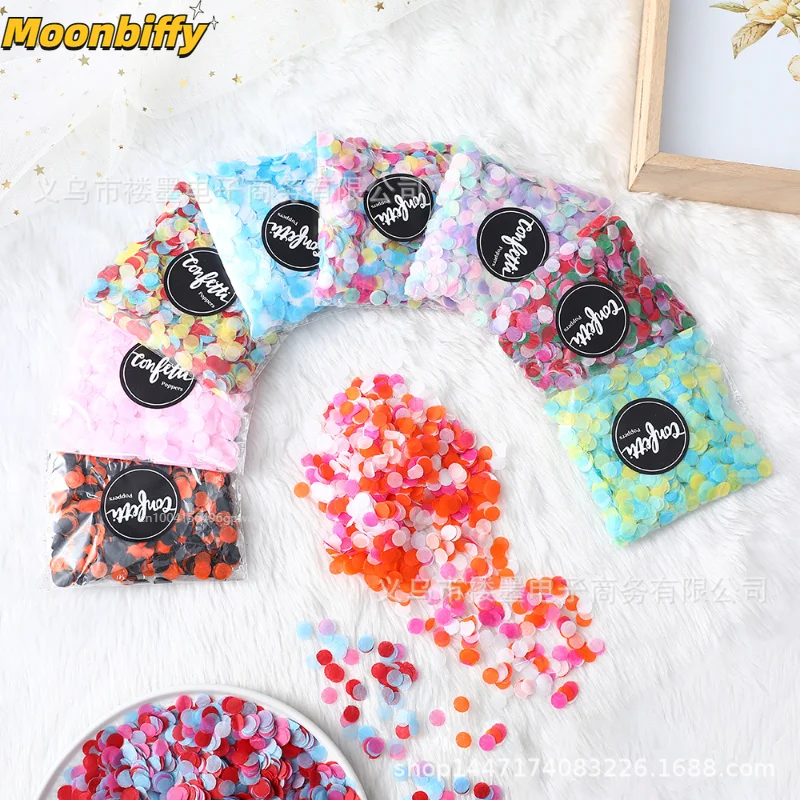 1cm-1.5cm 10g/bag of Melange Paper Confetti Confetti Wedding Birthday Party Decoration Round Transparent Filled Balloon Confetti