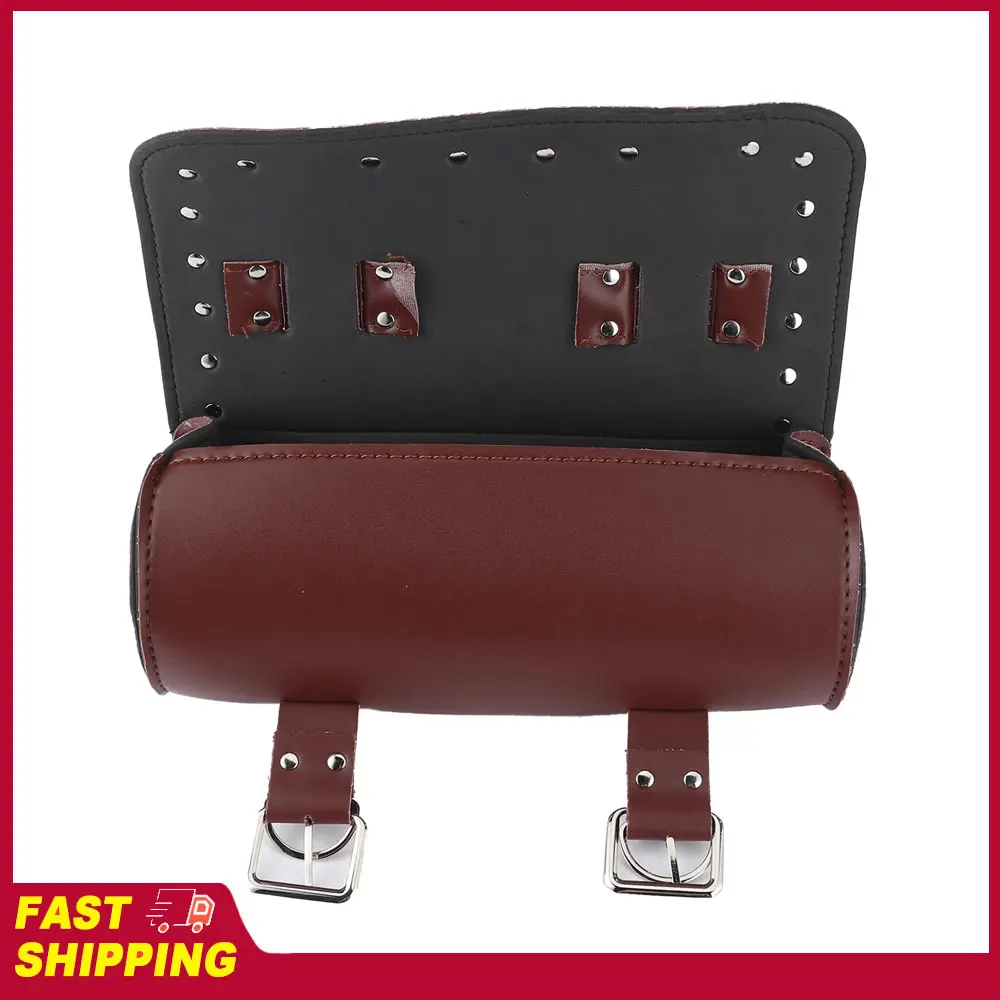 

Motorcycle Bag PU Leather Wear Resistant Saddlebag Motorbike Roll Luggage 13x31cm
