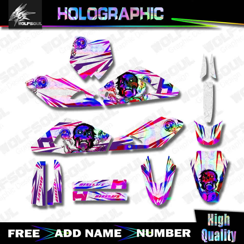 For HUSQVARNA TC FC 2002 2003 2004 Motocycle Holographic Backgrounds Decals Graphics Stickers KIT Customize Protector
