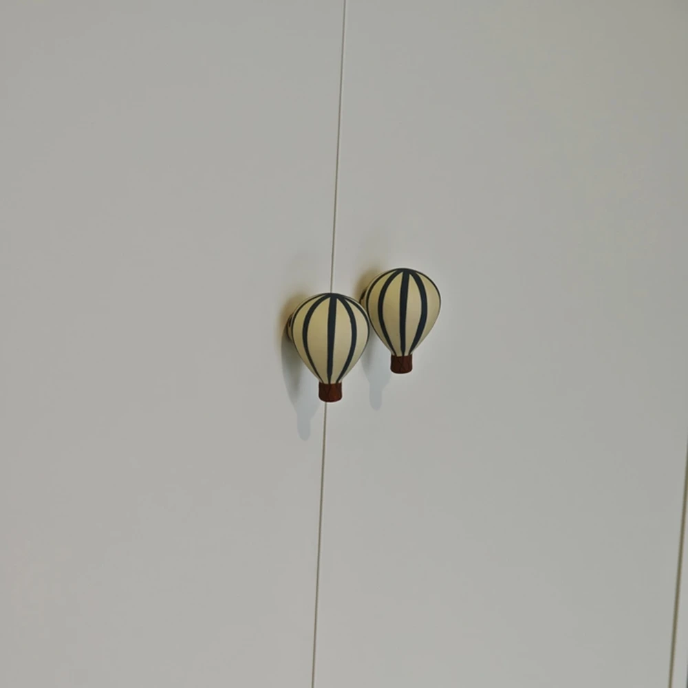 Hot Air Balloon Knob Resin Blue Striped 2Pcs Vintage Drawer Handles for Cabinets Dressers Furniture Decor