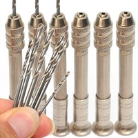 Hand Drill Set Mini Aluminum Hand Drill Bit Jewelry Candle DIY Craft Hole Puncher MultiFunctional Manual Drill Woodworking Tools