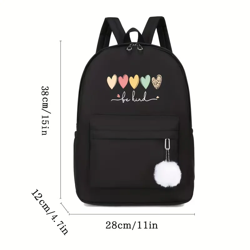 

This large-capacity, casual, and versatile backpack is perfect for back-to-school season. It features a simple heart-shaped Engl