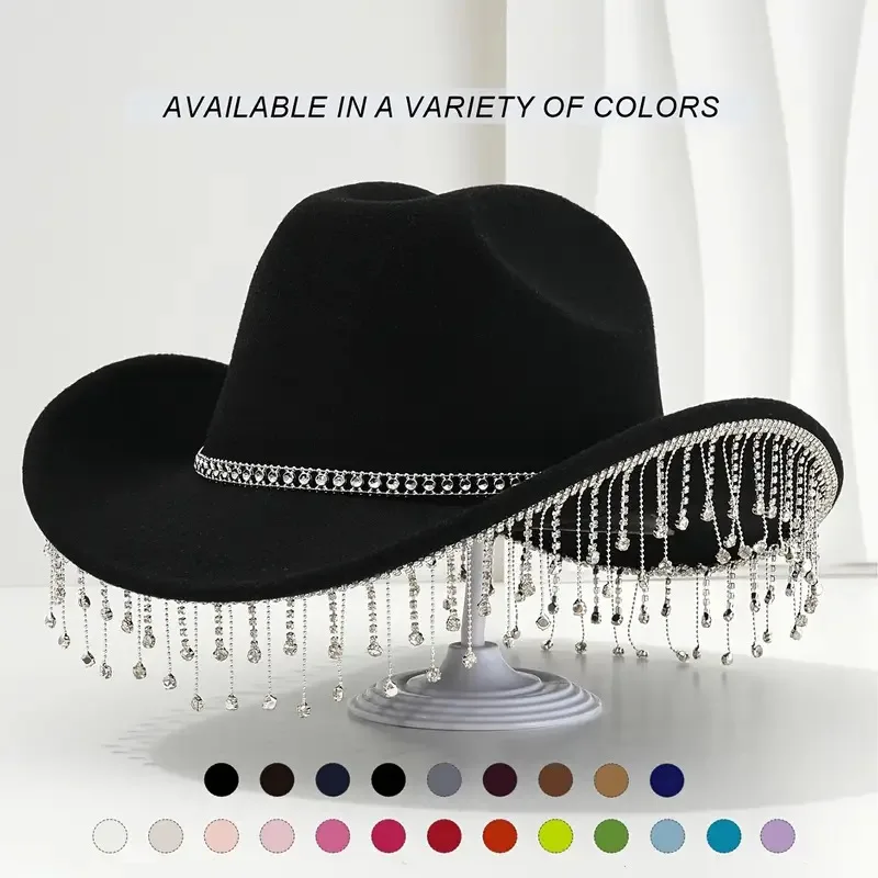 HongLuan Costume Hat Adult, Cowboy Hats Rhinestone for Woman, Cowboy Cosplay Female Accessories & Cowgirl Cap