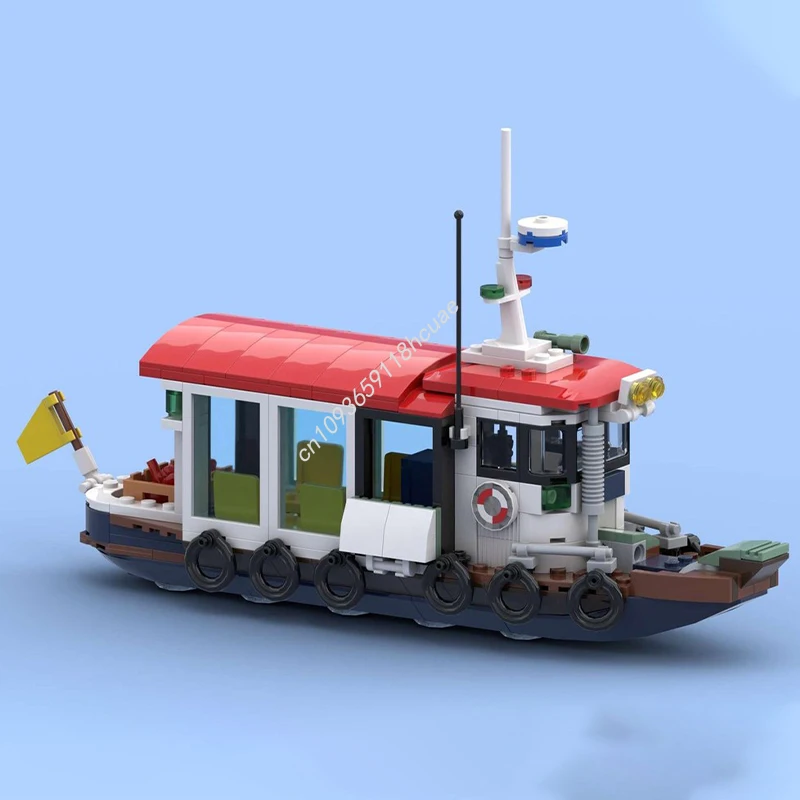 

299шт MOC Туристическая лодка Корабль No. 2-местные строительные блоки, рождественские креативные выражения, сделай сам, идеально подходят для подарка на индивидуальную проекцию