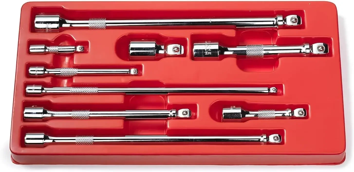 

00249A Wobble Extension Bar Set | 9 Piece | 1/4”, 3/8”, 1/2” Drives | Cr-V Steel