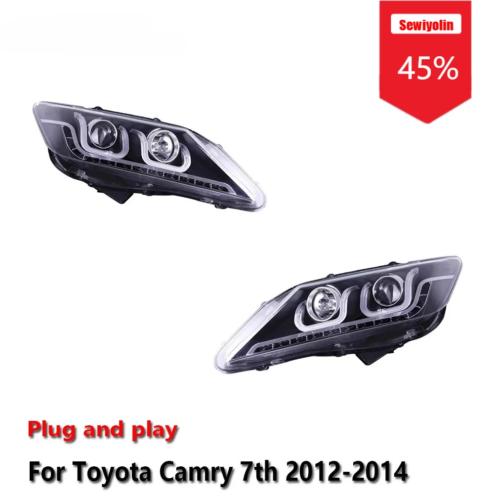 

Sewiyolin автомобильные светодиодные фары в сборе для Toyota Camry 7 2012-2014 противотуманные фары DRL тормозной указатель поворота Plug and Play