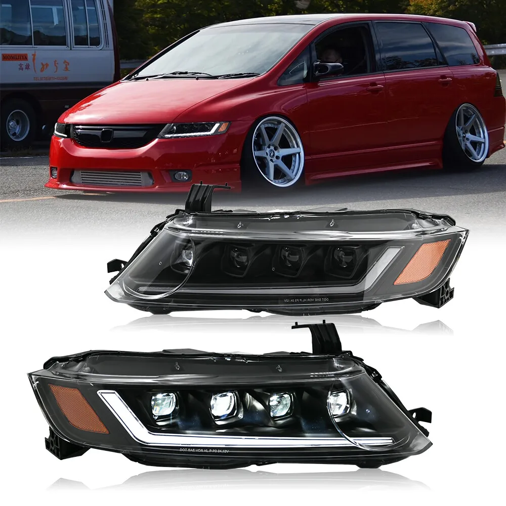 

1 комплект, полностью светодиодные фары для проектора в сборе для Honda Odyssey 2004-2008, фары в сборе, указатели поворота, передние фары