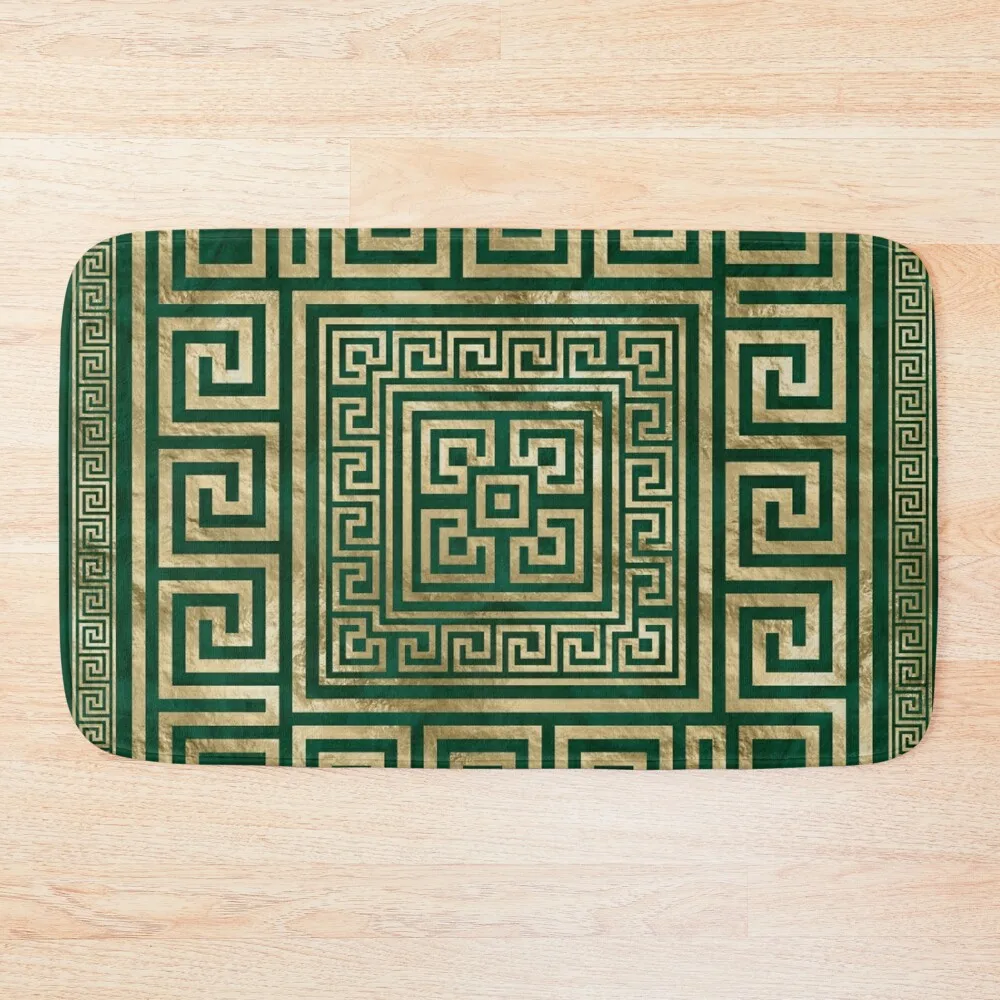 Greek Key Ornament - Greek Meander - Malachite Green Bath Mat Carpets For Bathrooms Showers Mat