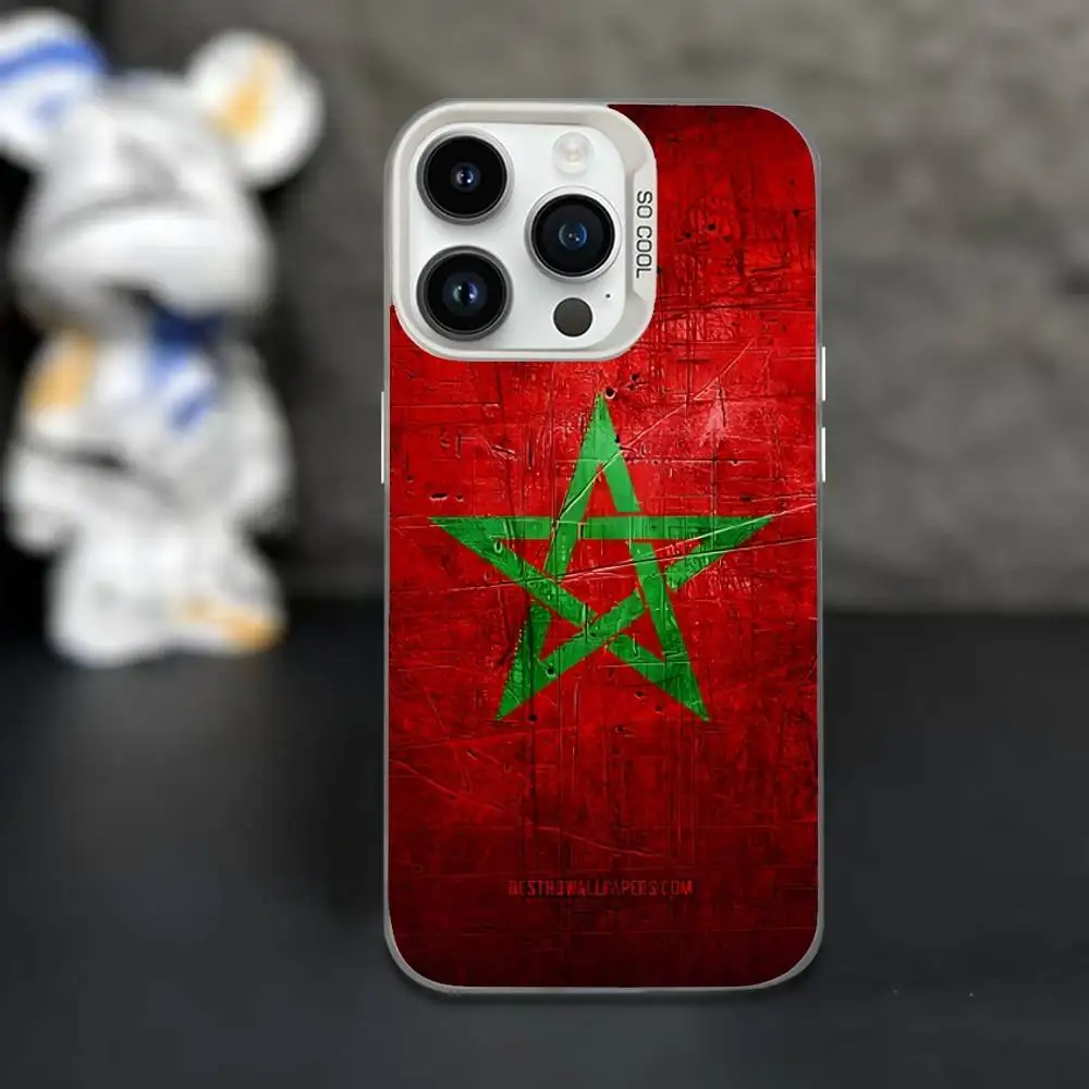 حافظة هاتف فنية بعلم المغرب لهاتف آيفون 16,15,14,13,12,11,Mini,Pro,XS,SE,MAX غطاء أبيض غير لامع مقاوم للصدمات #3