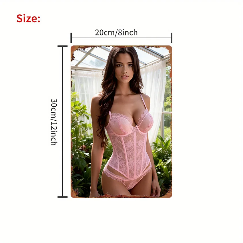 1pc Pink Floral Metal Wall Art, 8x12in Iron Decor Pre-drilled for Easy Hanging, Vintage Plant Background for Living Room Bedroom