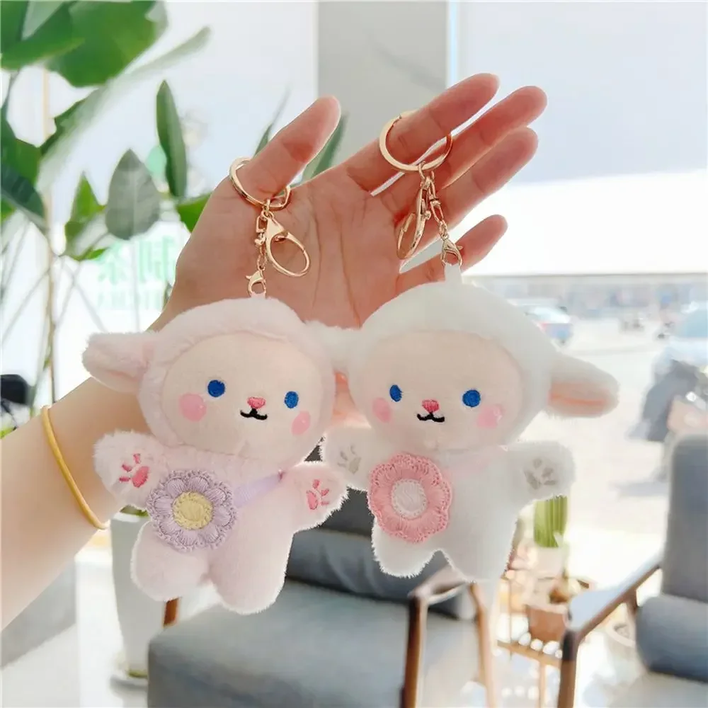 Plush Stuffed Doll Stuffed Toys Bag Decoration Sheep Key Ring White Sheep Keyring Stuffed Sheep Keychain Animal Keyring