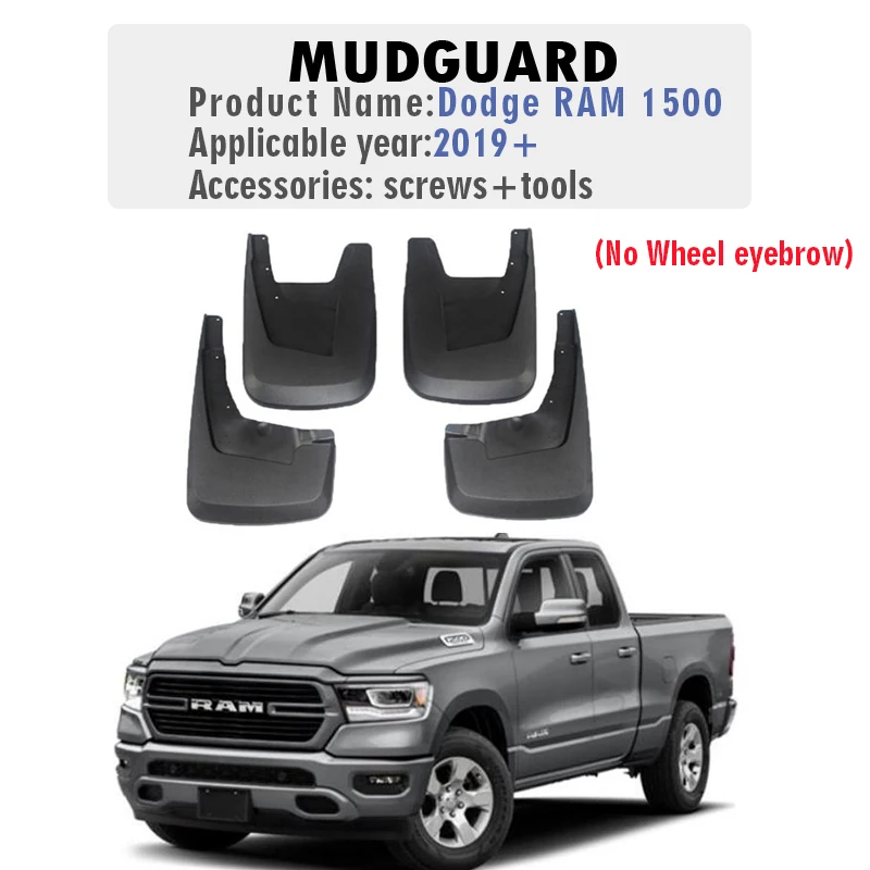 2019 2020 2021 2022 2023 2024 FOR Dodge RAM 1500 Mudguard Fender Mud Flap Guards Splash Mudflaps Car Accessories 4pcs
