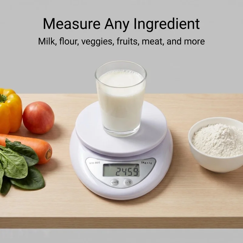 5kg/1g Digital Kitchen Scale High Precision Electronic Food Scale Multifunction Weigh Scale for Cooking Baking Pet Feed Medicine