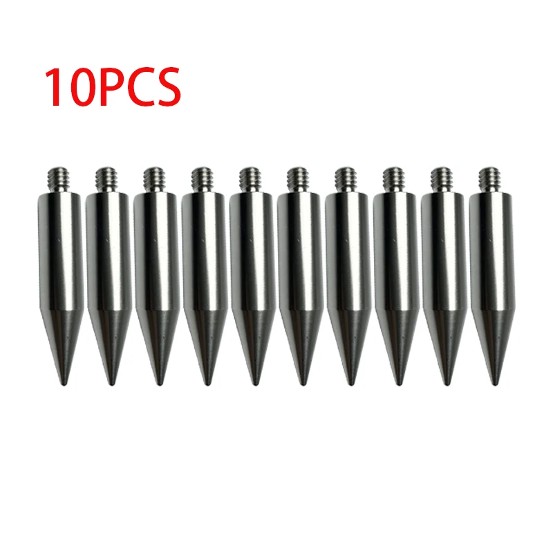 10PCS Mini Pole Point Tip 50MM Length For Mini Prism 1/4 thread Stainless Steel D12MM