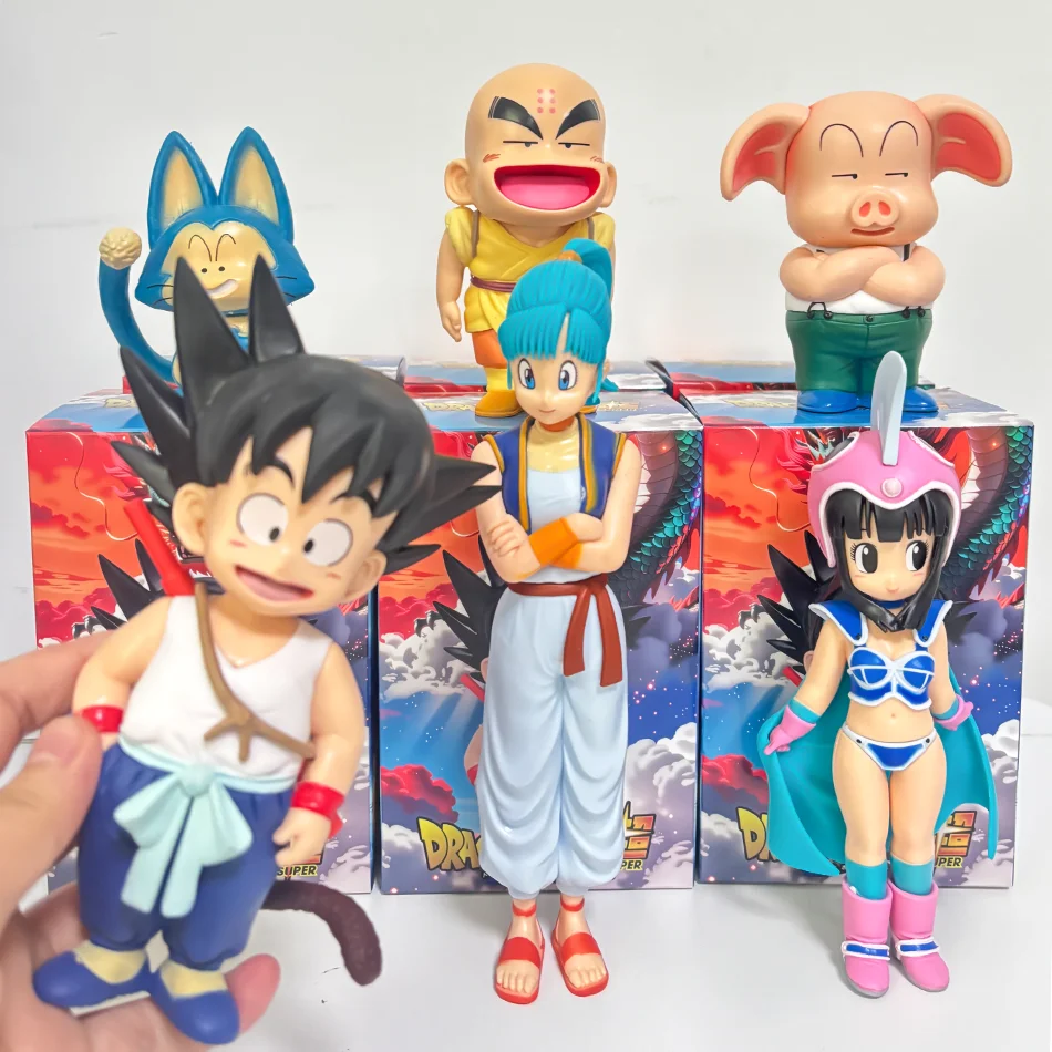Dragon Ball Z Figuren-Set 1-6 Stück Goku Bulma Krillin Chi-Chi PVC Anime Sammlerstücke Modellfiguren Geschenk für Anime-Fans