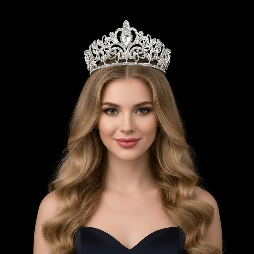 Luxury Vintage Baroque Crown Shiny Elegant Queen Tiara Crown Alloy Hair Ornaments Ancient Greece Tiara Wedding