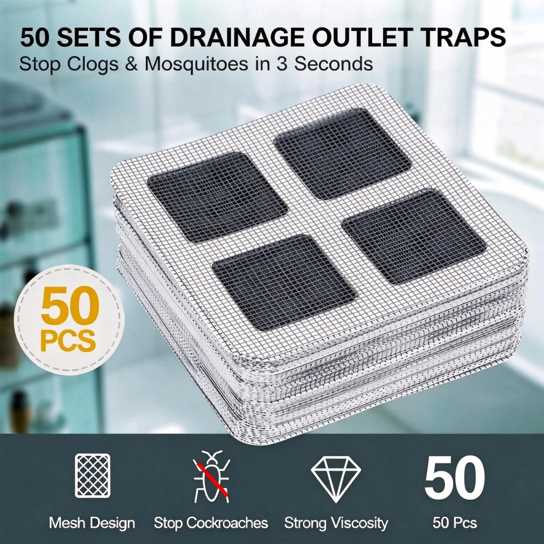 Disposable drainage sticker, anti clogging filter self-adhesive mesh drainage cover, suitable for bathrooms, sinks, kitchens
