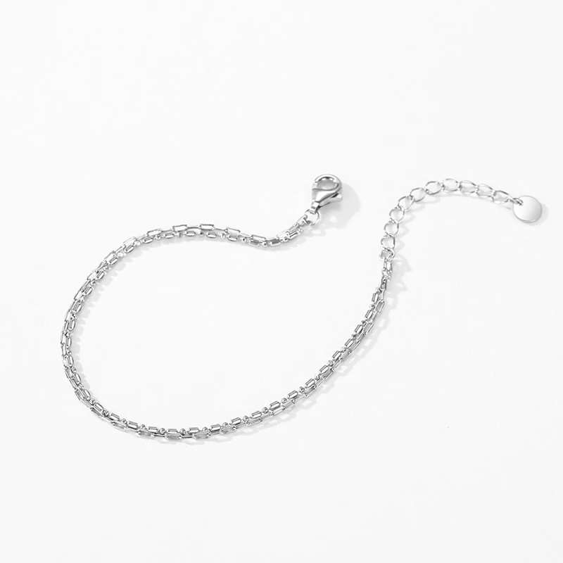 Ailmay Real 925 Sterling Silver Line Chain Bilayer Bracelets For Women Trendy Charm Bracelet Wedding Party Accessories Jewelry image 4