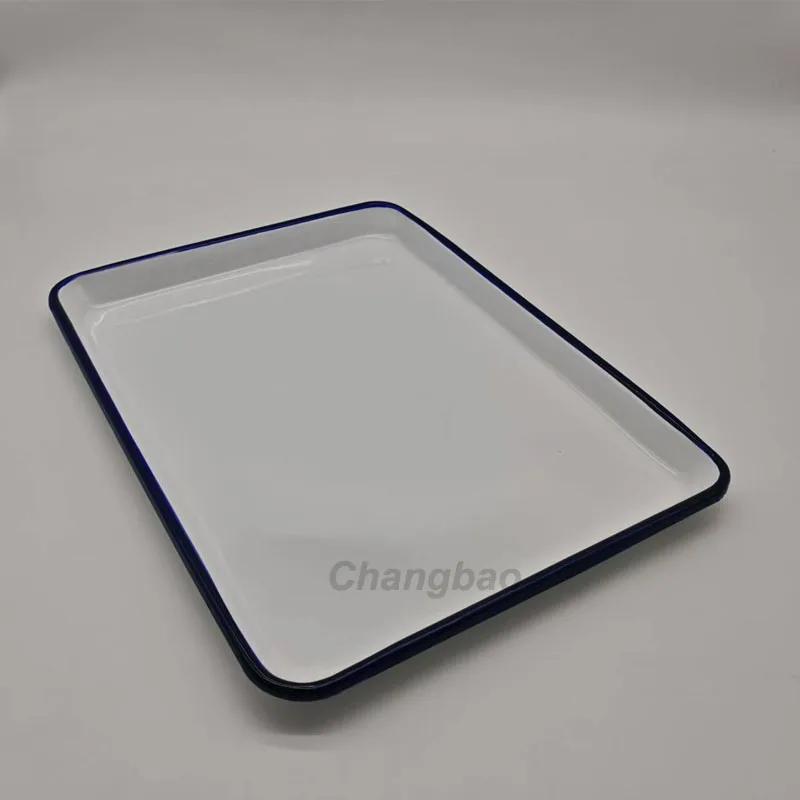 39.5*29.5cm Thickened Enamel Plate Enameled Tray Laboratory  Chemical Square Plate Disinfection Plate