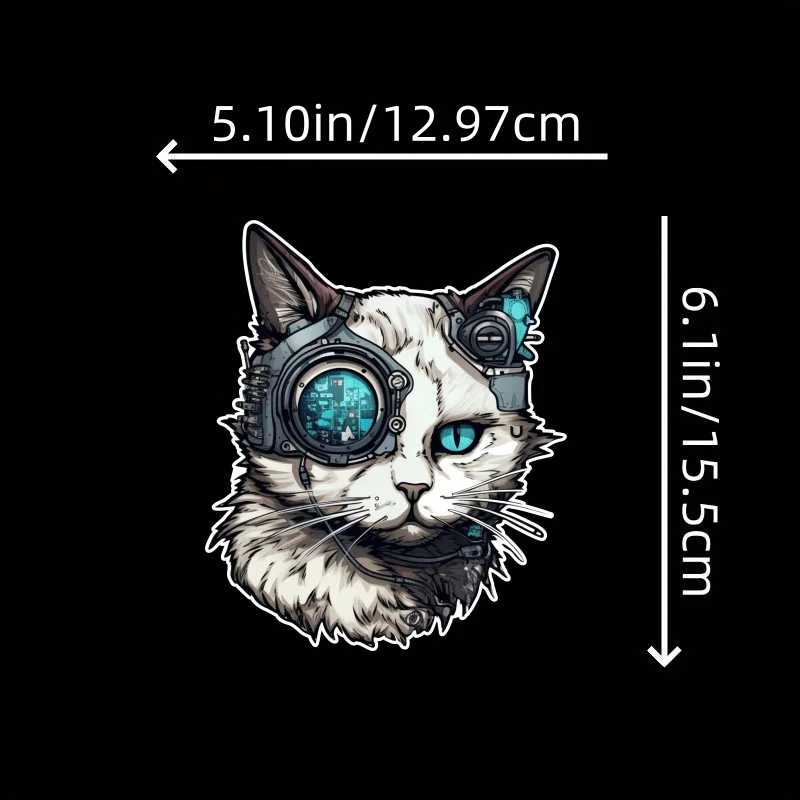 

1 шт., крутая наклейка в стиле стимпанк с тематическим котом, уникальная наклейка для персонализации ваших принадлежностей с футуристической атмосферой