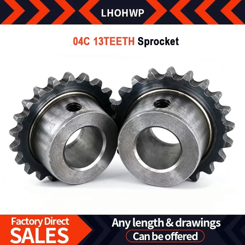 1PC Durable 04C 13T Sprocket With M5 Set Screw Hole Induction-Hardened Teeth Fits 25H Roller Chain